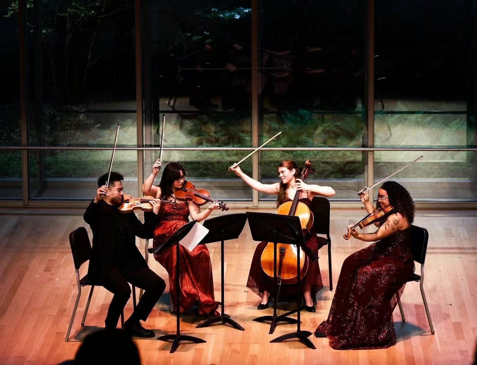 Ruoyao Li performing chamber music with string ensemble